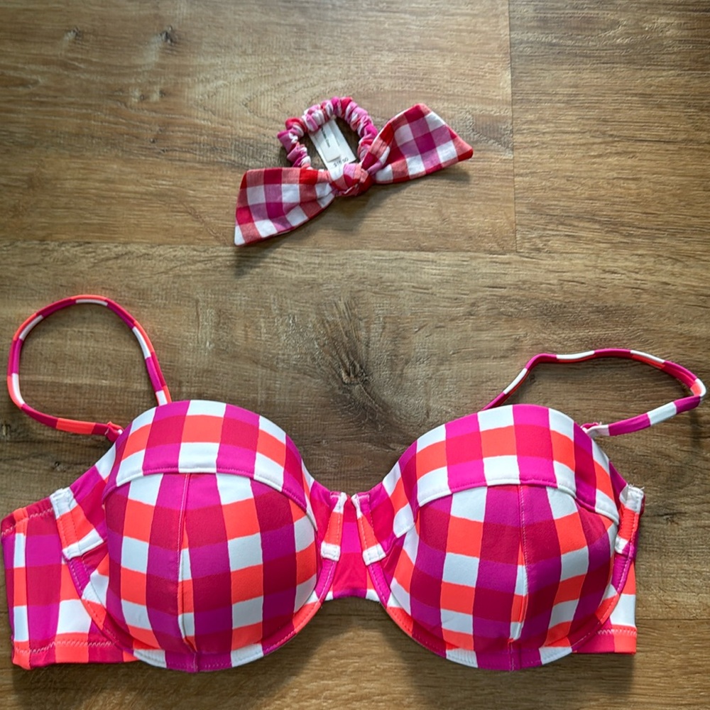 J. Crew bikini top and hair scrunchie